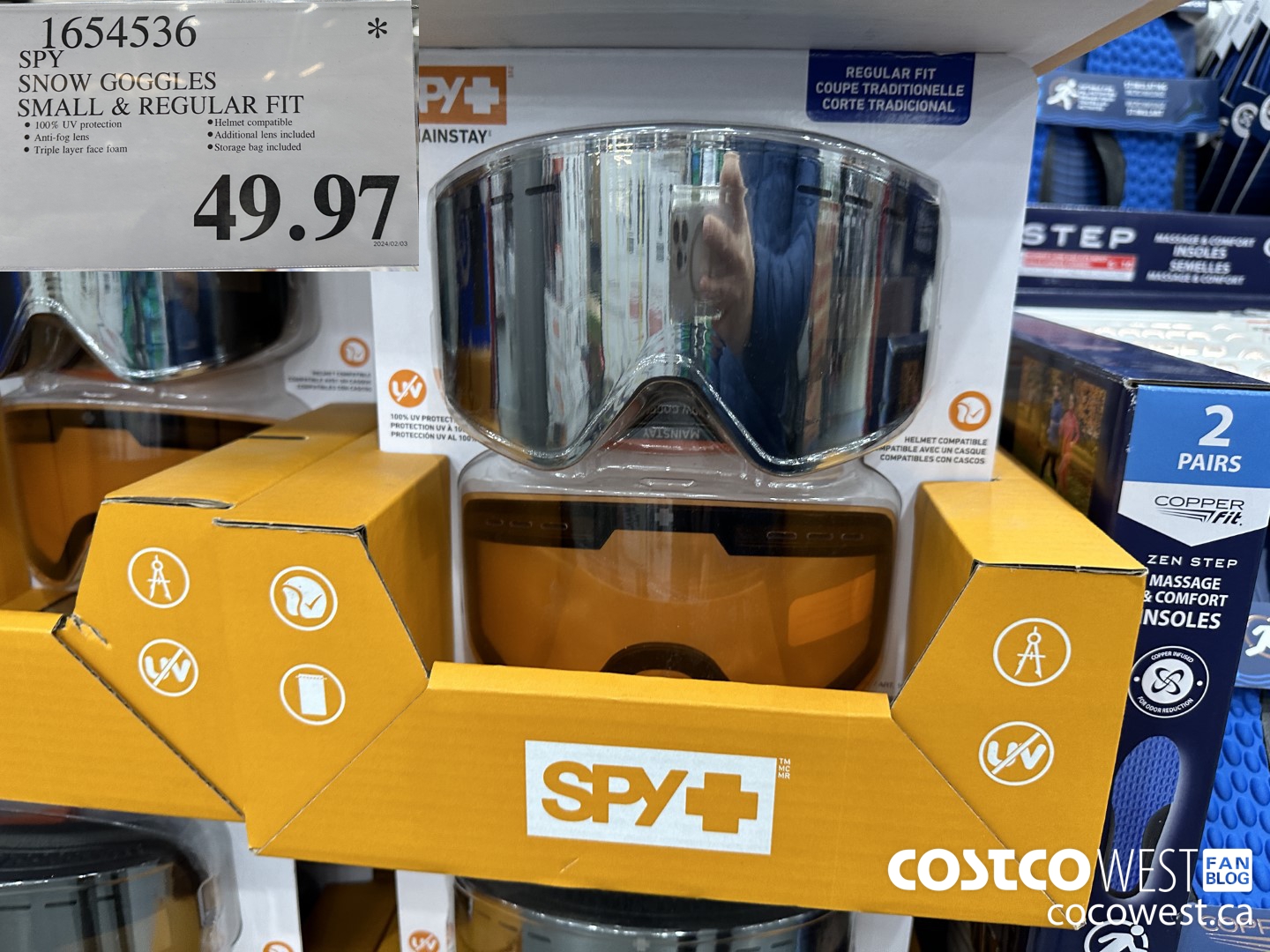 1654536 SPY SNOW GOGGLES SMALL & REGULAR FIT $49.97