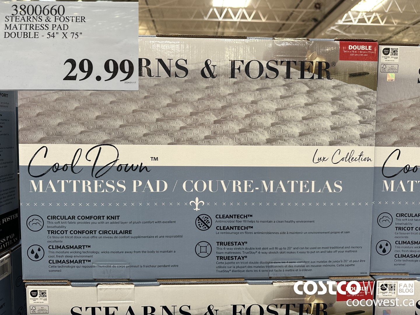 3800660 STEARNS & FOSTER MATTRESS PAD DOUBLE 54