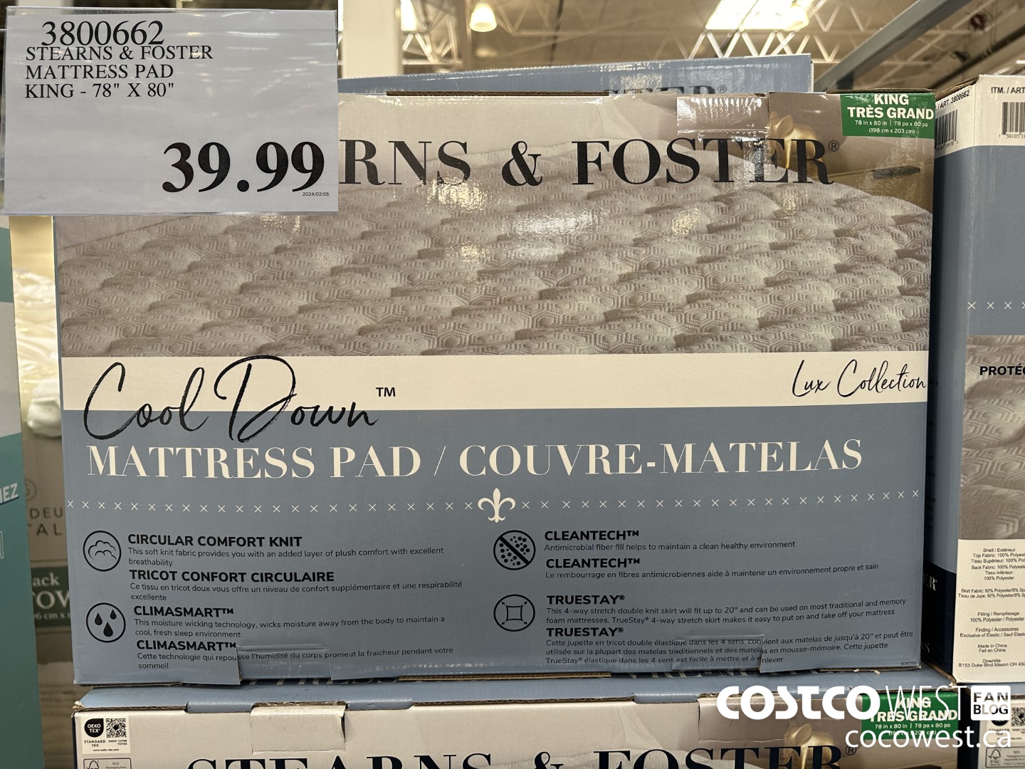 3800662 STEARNS & FOSTER MATTRESS PAD KING 78