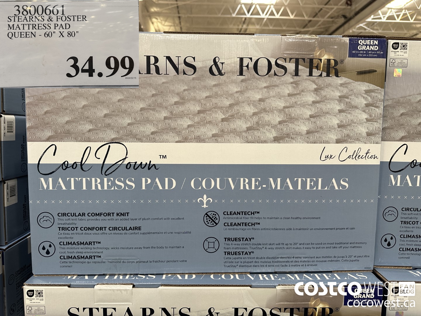 3800661 STEARNS & FOSTER MATTRESS PAD QUEEN 60