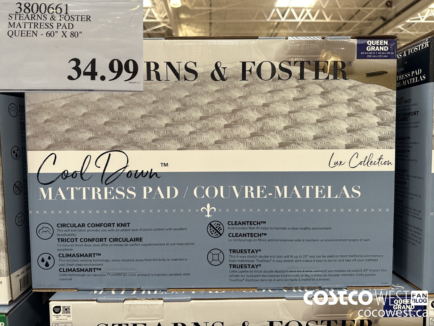 6800661 STEARNS & FOSTER MATTRESS PAD QUEEN 60