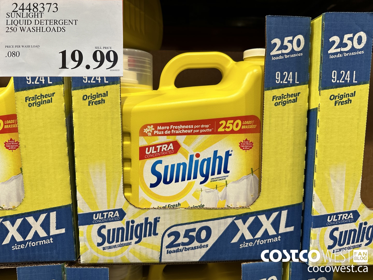 2448373 SUNLIGHT LIQUID DETERGENT 250 WASHLOADS $19.99
