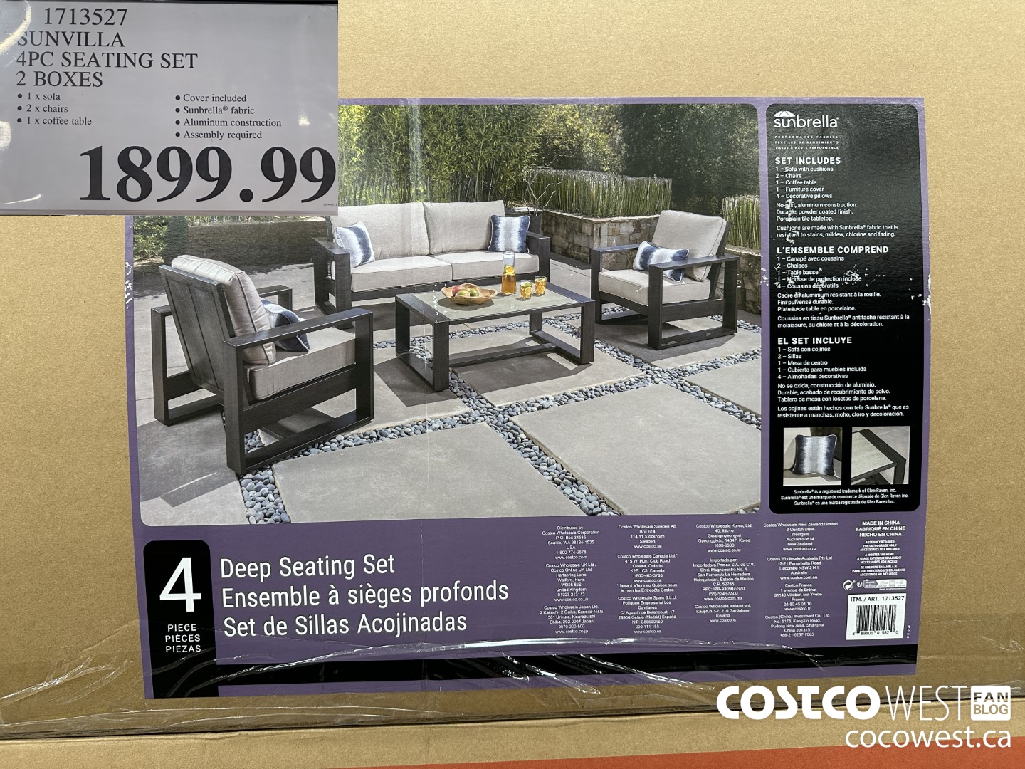 1713527 SUNVILLA 4PC SEATING SET 2 BOXES $1899.99