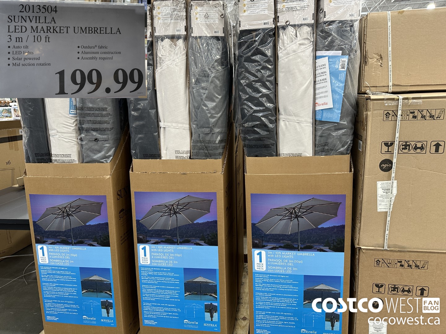 2013504 SUNVILLA LED MARKET UMBRELLA 3M / 10FT $199.99