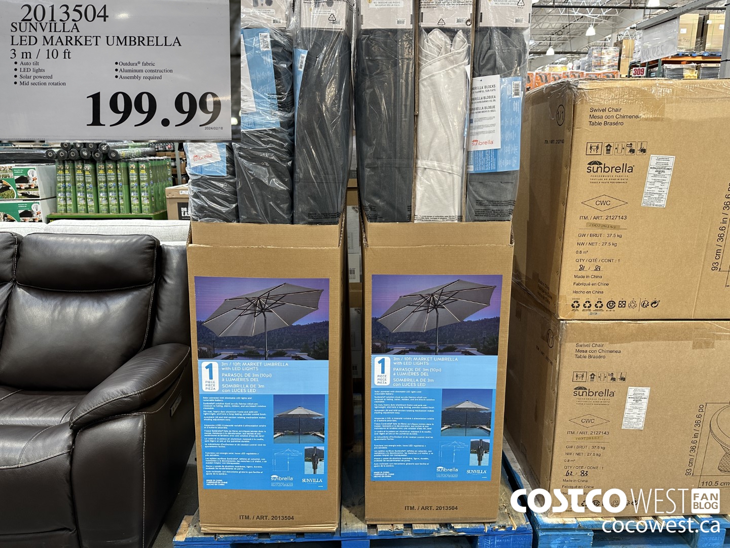 2013504 SUNVILLA LED MARKET UMBRELLA 3M / 10FT $199.99