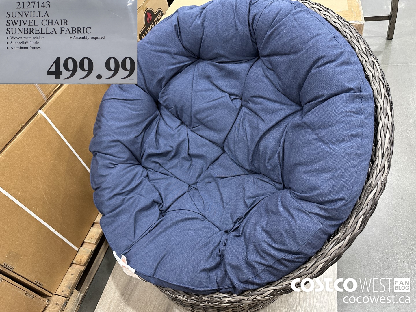 2127143 SUNVILLA SWIVEL CHAIR SUNBRELLA FABRIC $499.99