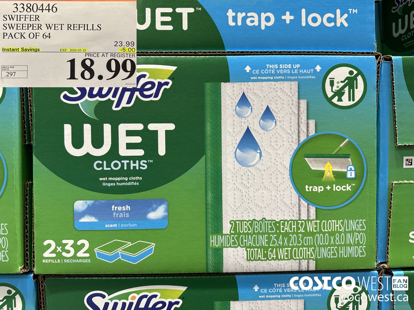 3380446 SWIFFER SWEEPER WET REFILLS PACK OF 64 ($5.00 INSTANT SAVINGS EXPIRES ON 2024-03-10) $18.99