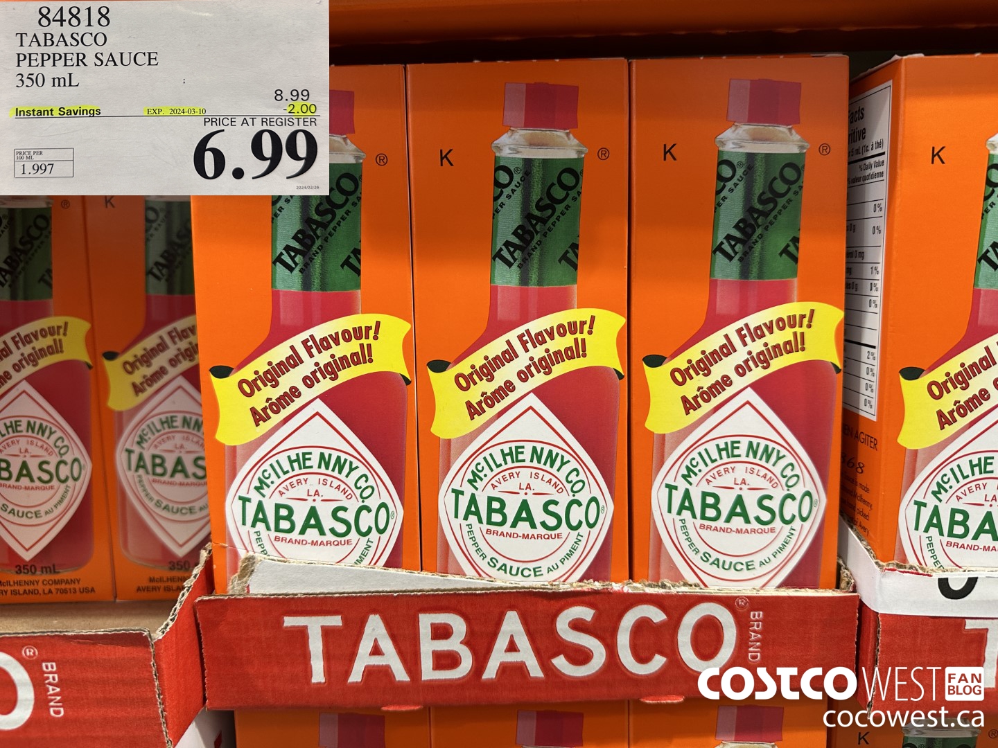84818 TABASCO PEPPER SAUCE 350 ML ($2.00 INSTANT SAVINGS EXPIRES ON 2024-03-10) $6.99