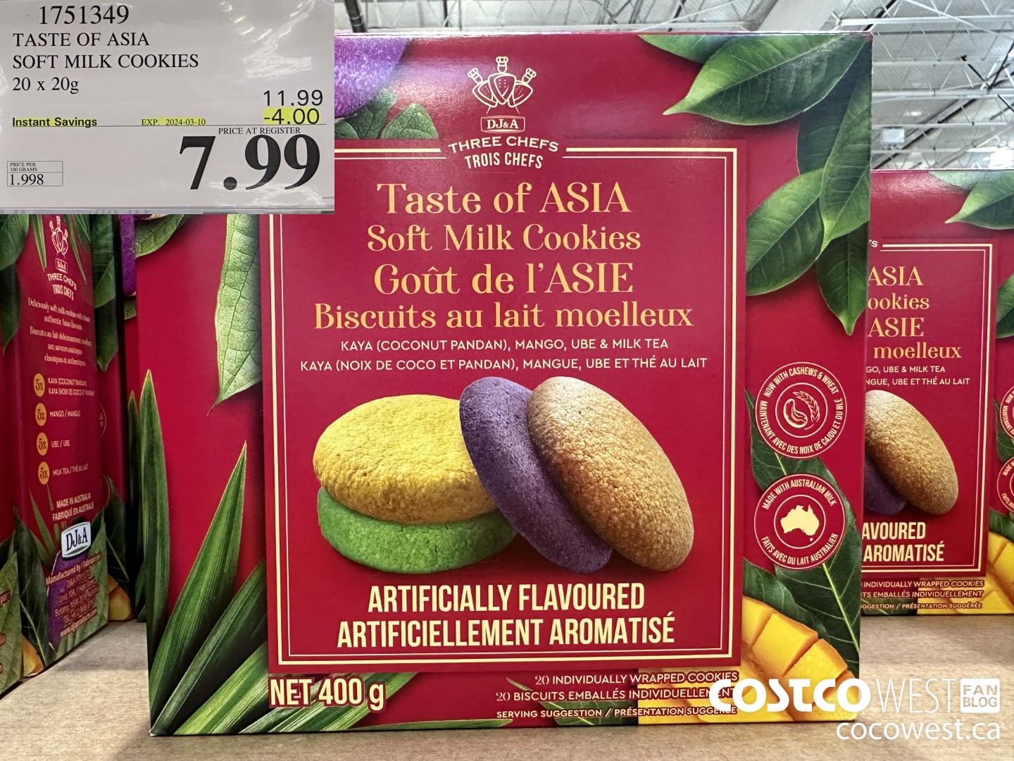 1751349 TASTE OF ASIA SOFT MILK COOKIES 20 X 20G ($4.00 INSTANT SAVINGS EXPIRES ON 2024-03-10) $7.99