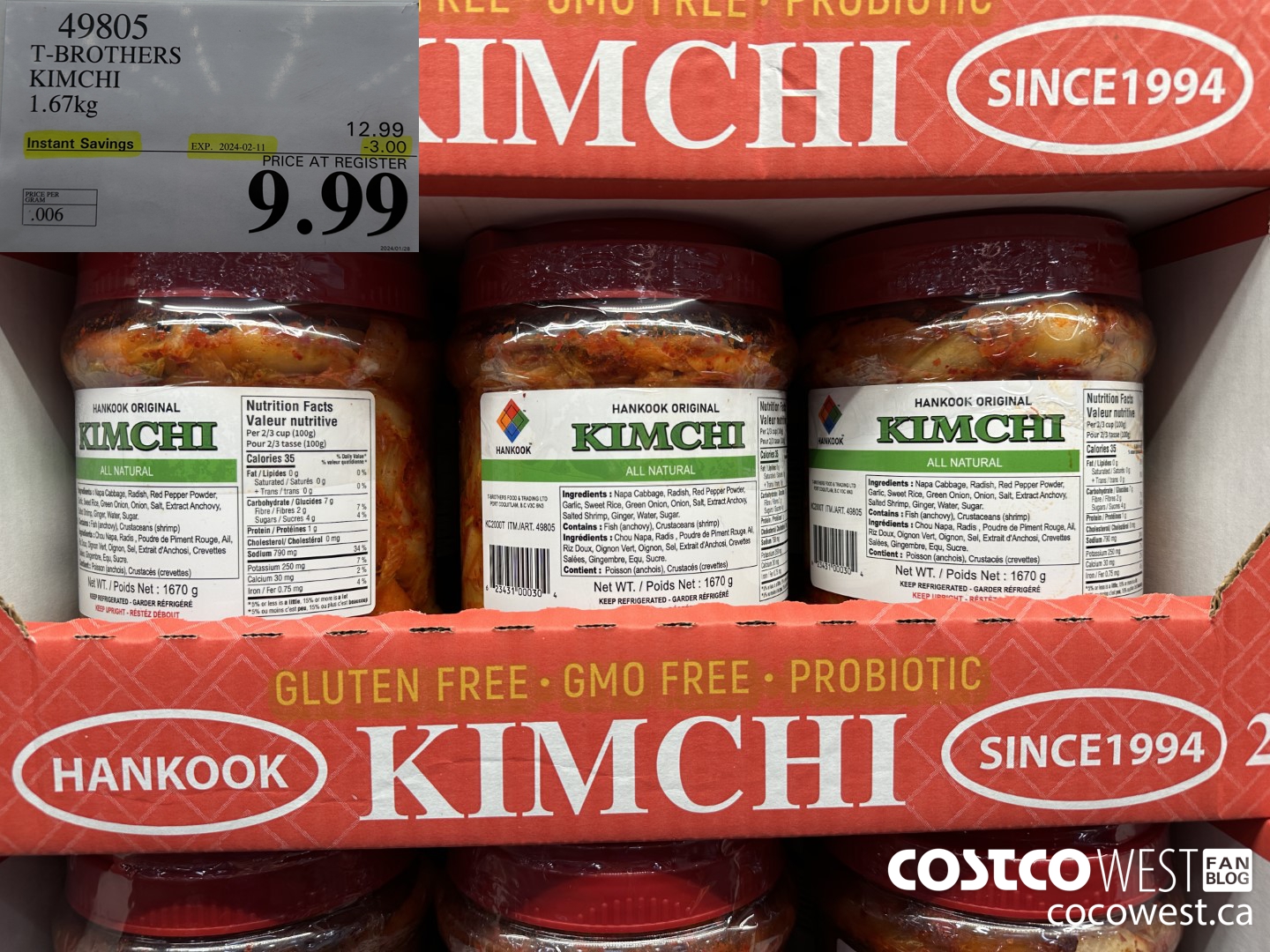 49805 T-BROTHERS KIMCHI 1.67KG ($3.00 INSTANT SAVINGS EXPIRES ON 2024-02-11) $9.99