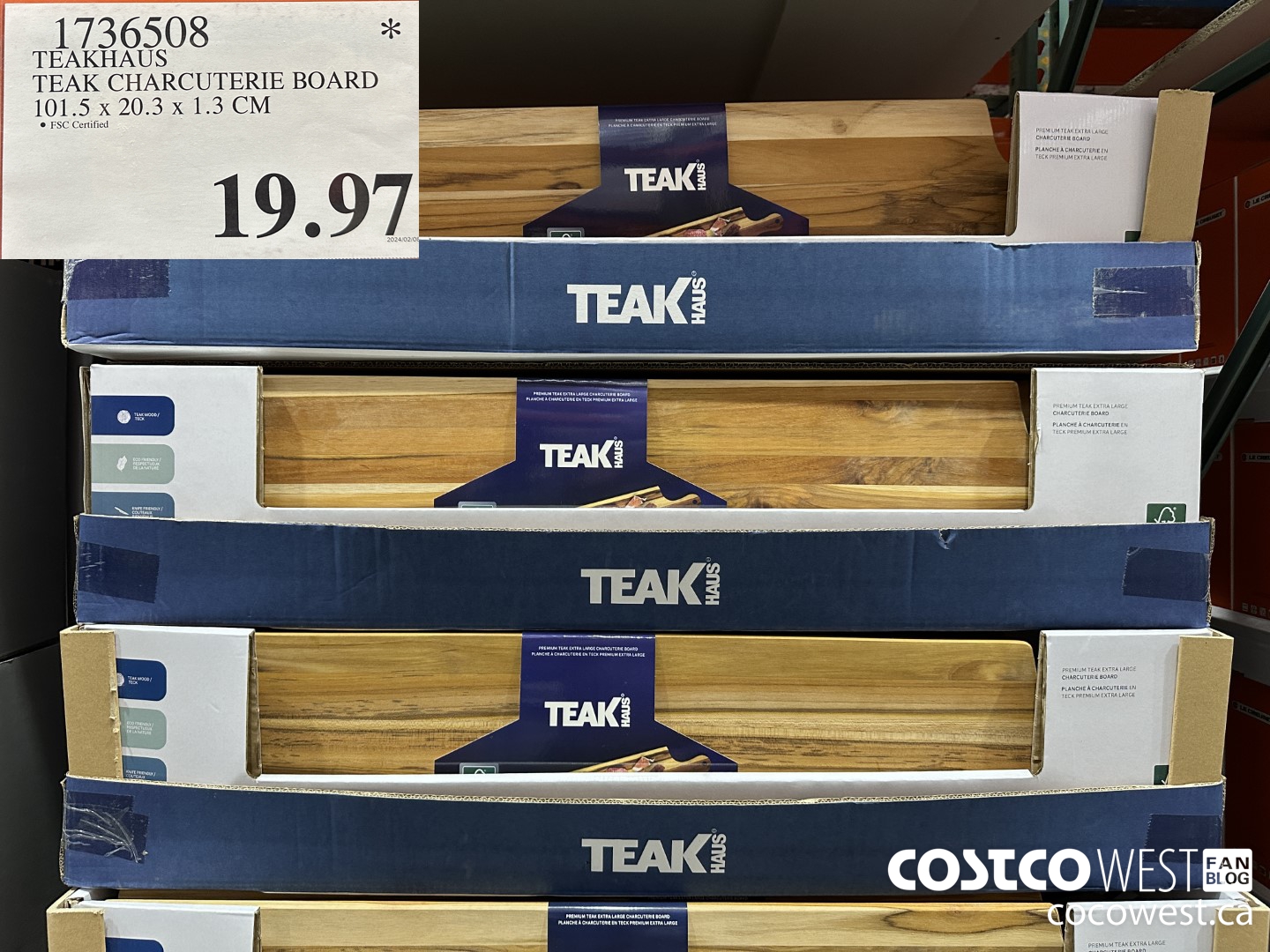 1736508 TEAKHAUS TEAK CHARCUTERIE BOARD 101.5 X 20.3 X 1.3 CM $19.97