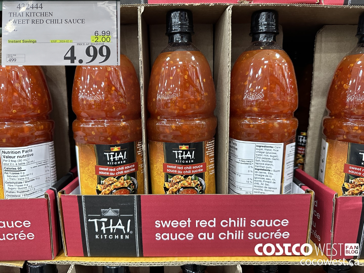 432444 THAI KITCHEN SWEET RED CHILI SAUCE 1L ($2.00 INSTANT SAVINGS EXPIRES ON 2024-02-11) $4.99