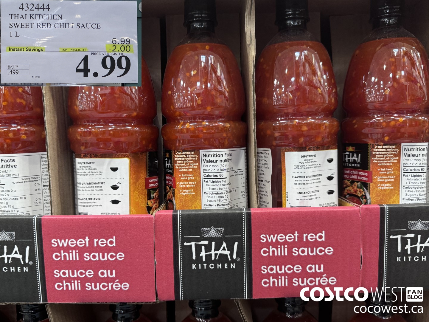 432444 THAI KITCHEN SWEET RED CHILI SAUCE 1L ($2.00 INSTANT SAVINGS EXPIRES ON 2024-02-11) $4.99