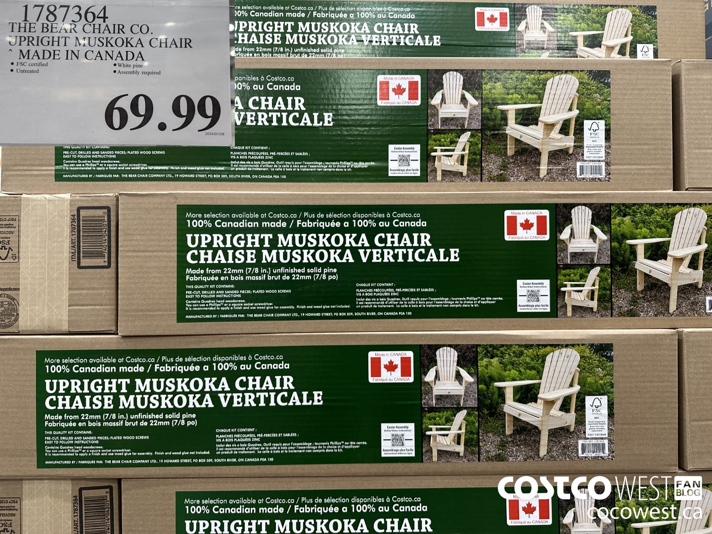 1787364 THE BEAR CHAIR CO. UPRIGHT MUSKOKA CHAIR MADE IN CANADA $69.99