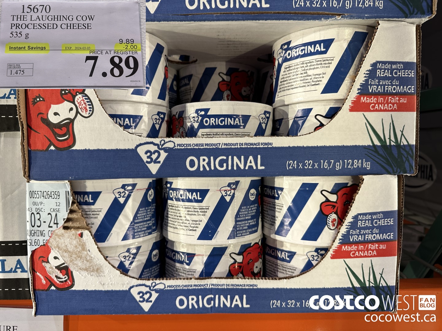 15670 THE LAUGHING COW PROCESSED CHEESE 535 g ($2.00 INSTANT SAVINGS EXPIRES ON 2024-03-03) $7.89