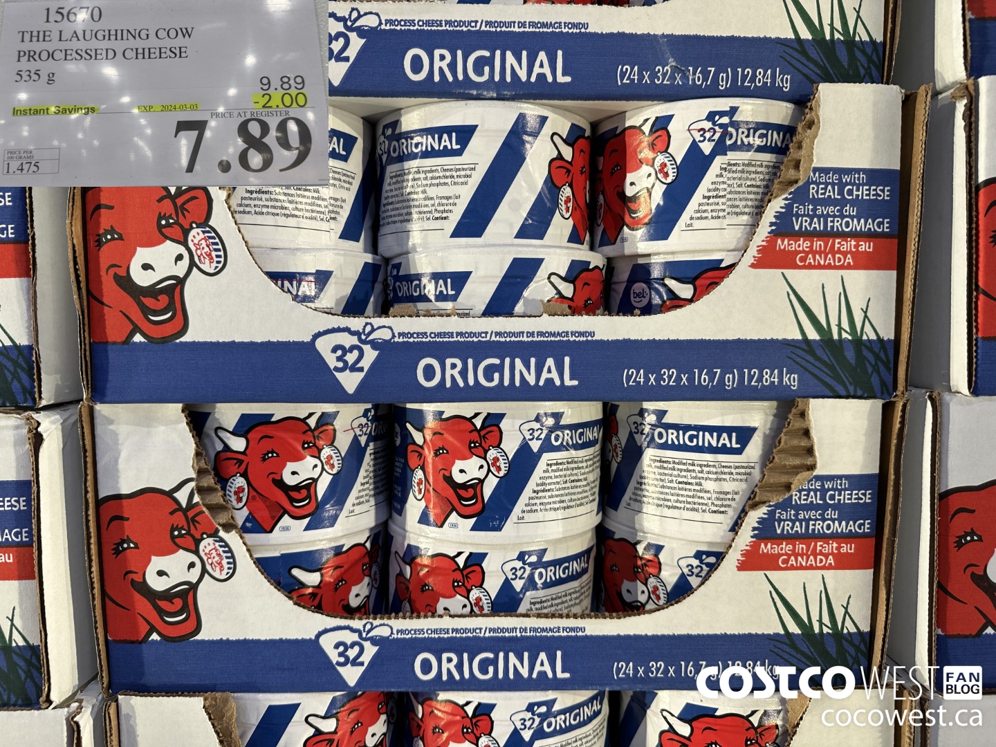 15670 THE LAUGHING COW PROCESSED CHEESE 535 g ($2.00 INSTANT SAVINGS EXPIRES ON 2024-03-03) $7.89