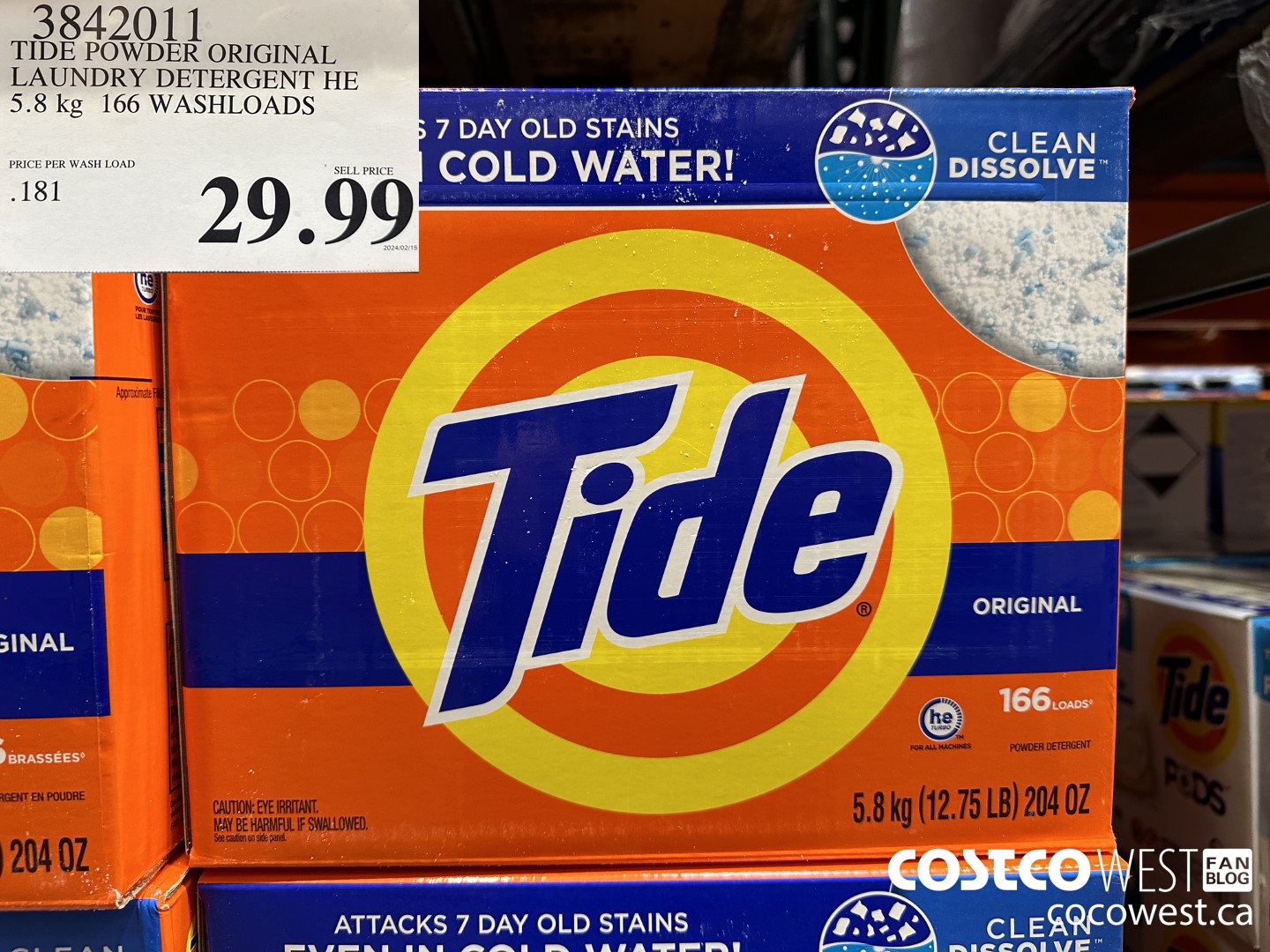 3842011 TIDE POWDER ORIGINAL LAUNDRY DETERGENT HE 5.8KG 166 WASHLOADS $29.99