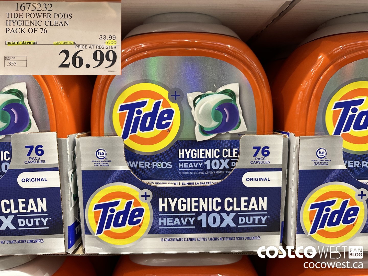 1675232 TIDE POWER PODS HYGIENIC CLEAN PACK OF 76 ($7.00 INSTANT SAVINGS EXPIRES ON 2024-02-07) $26.99