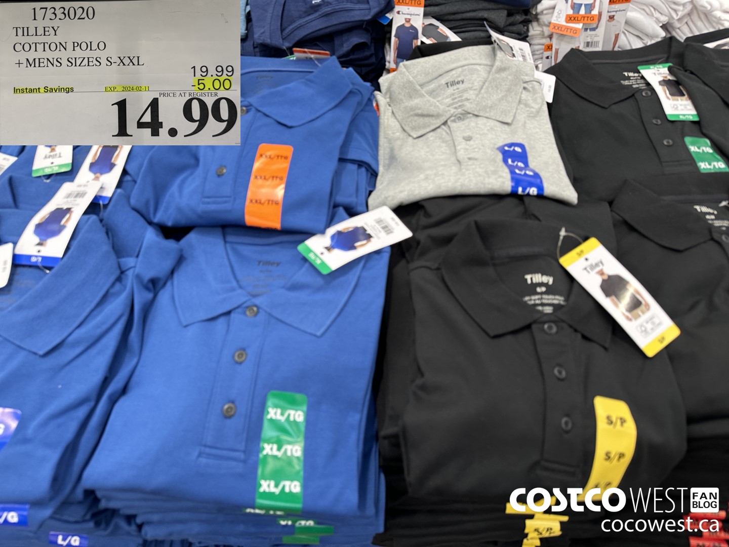 1733020 TIELEY COTTON POLO MENS SIZES S-XXL  ($5.00 INSTANT SAVINGS EXPIRES ON 2024-02-11) $14.99