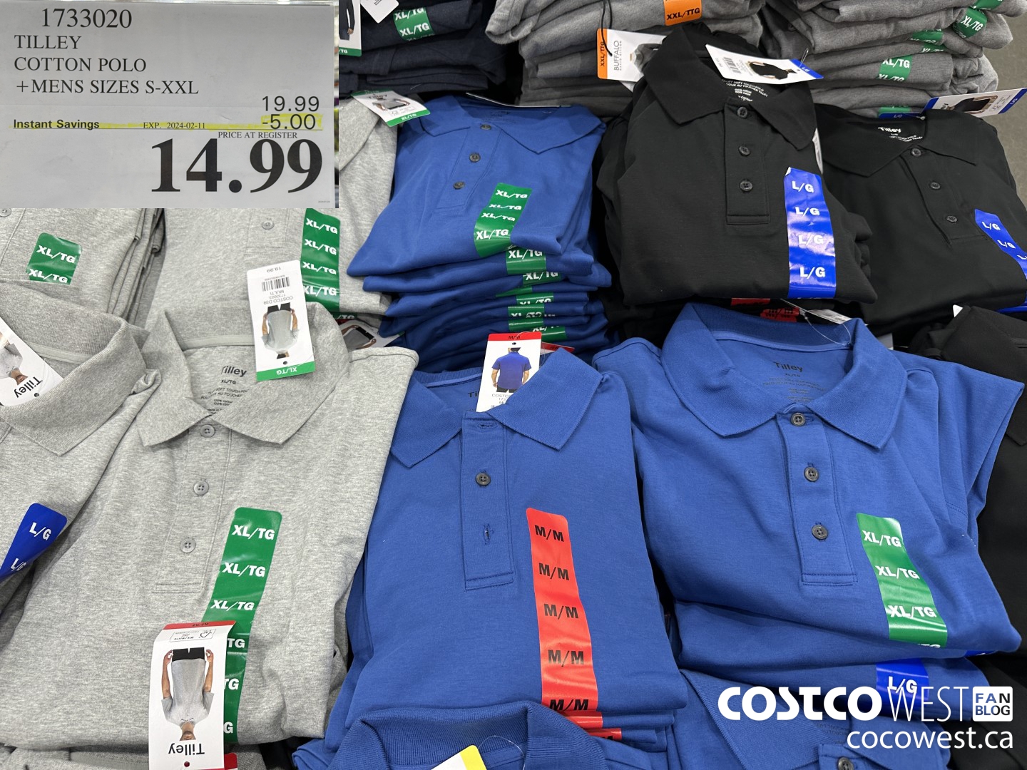 1733020 TIELEY COTTON POLO MENS SIZES S-XXL  ($5.00 INSTANT SAVINGS EXPIRES ON 2024-02-11) $14.99