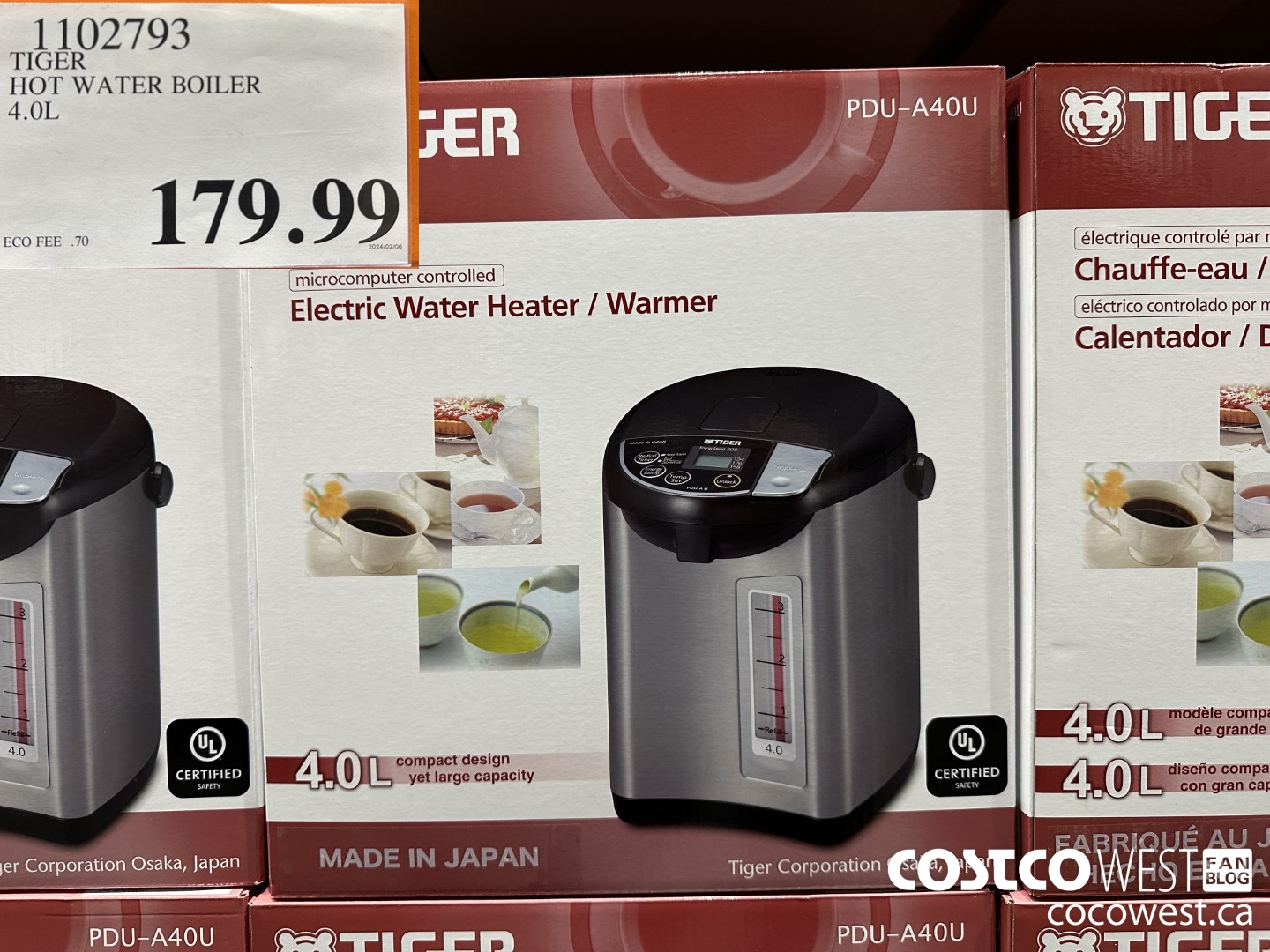 1102793 TIGER HOT WATER BOILER 4.0L $179.99