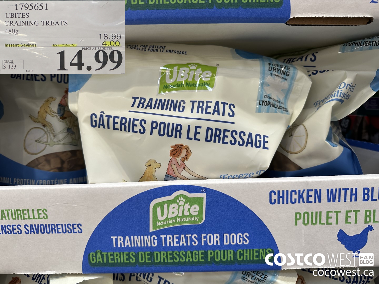 1795651 UBITES TRAINING TREATS 480G ($4.00 INSTANT SAVINGS EXPIRES ON 2024-02-18) $14.99