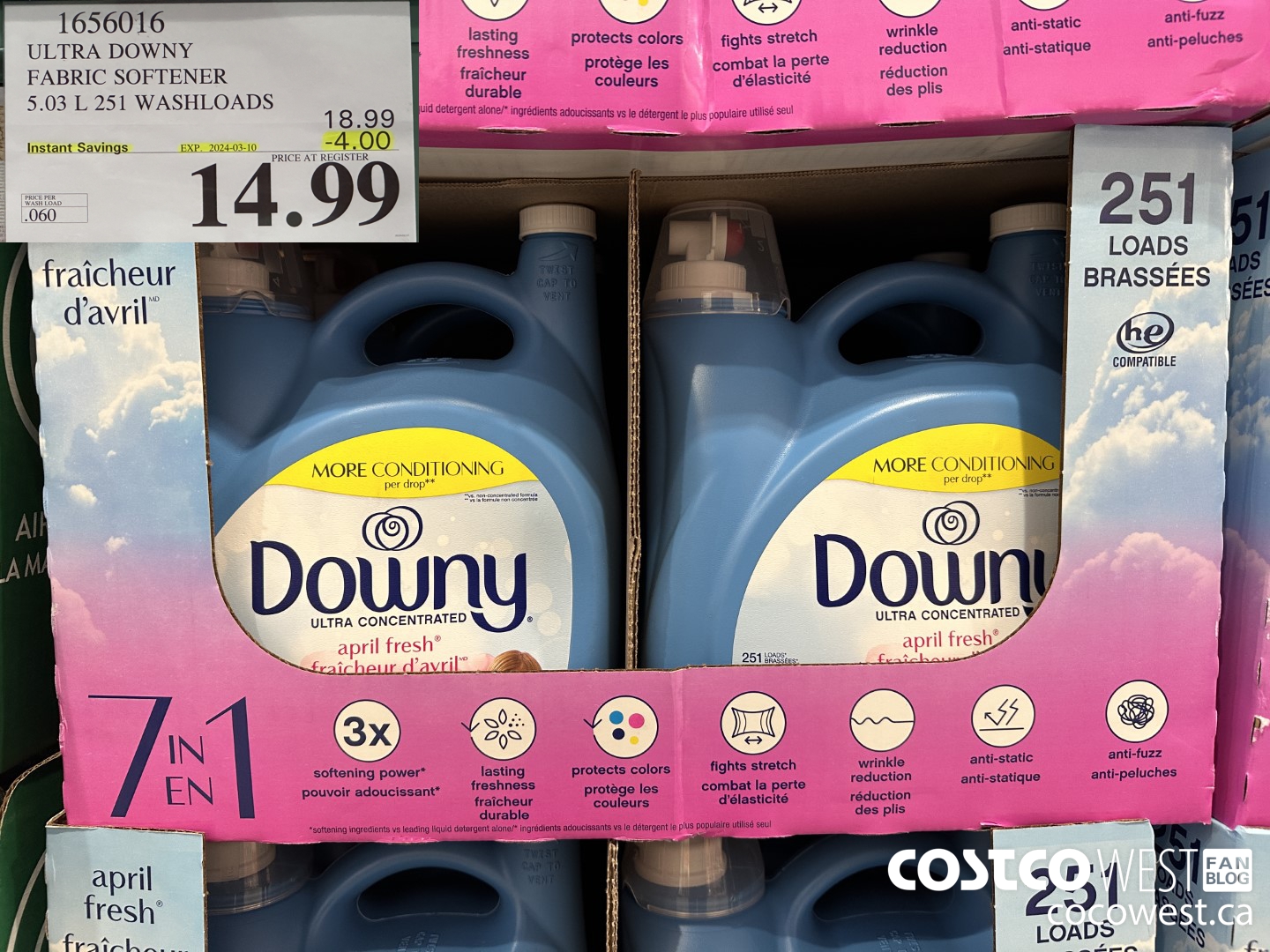 1656016 ULTRA DOWNY FABRIC SOFTENER 5.03 L 251 WASHLOADS ($4.00 INSTANT SAVINGS EXPIRES ON 2024-03-10) $14.99
