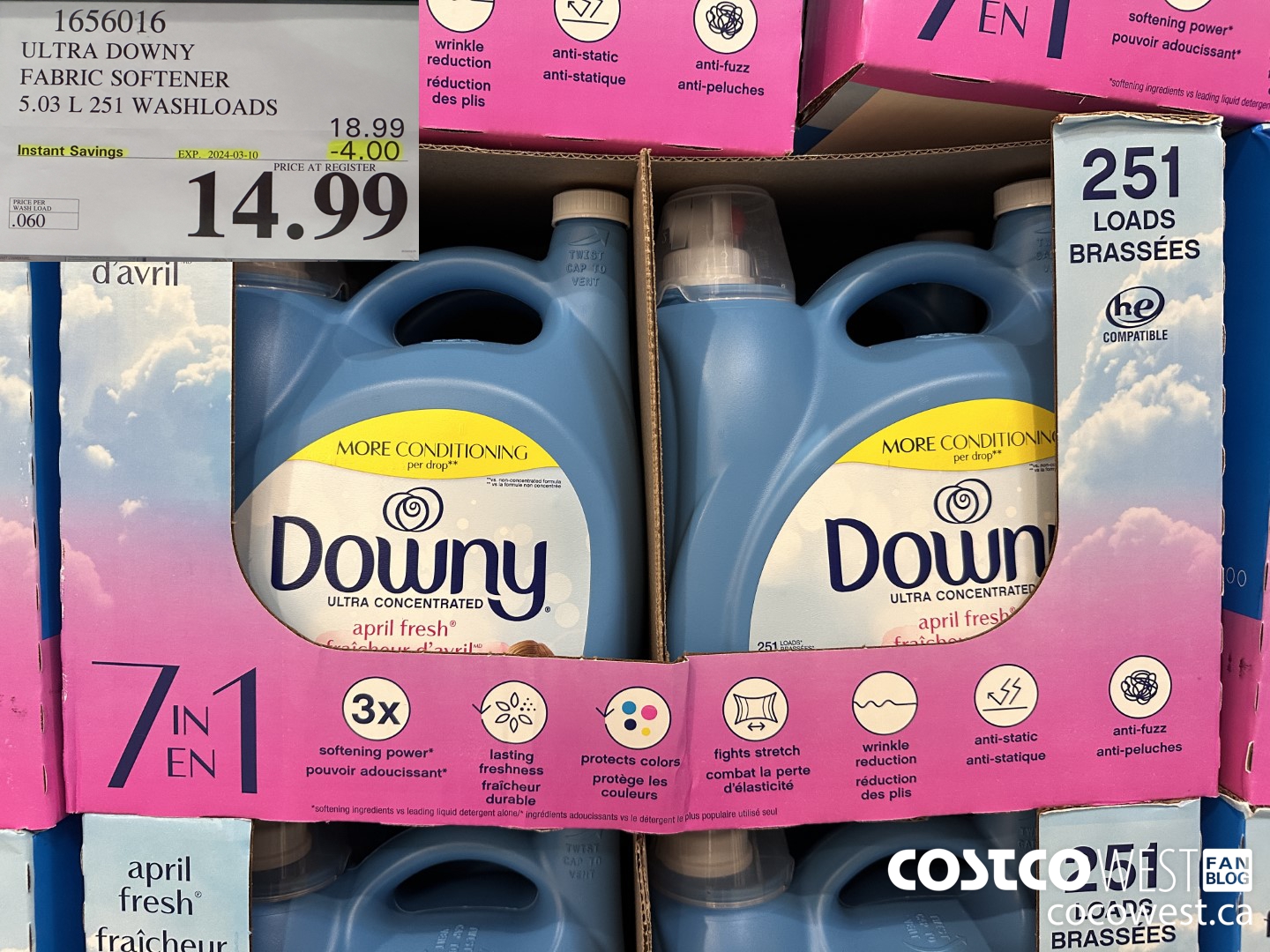 1656016 ULTRA DOWNY FABRIC SOFTENER 5.03 L 251 WASHLOADS ($4.00 INSTANT SAVINGS EXPIRES ON 2024-03-10) $14.99