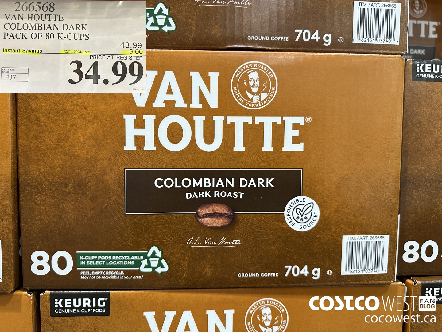 266568 VAN HOUTTE COLOMBIAN DARK K-CUPS 80 COUNT ($9.00 INSTANT SAVINGS EXPIRES ON 2024-02-25) $34.99