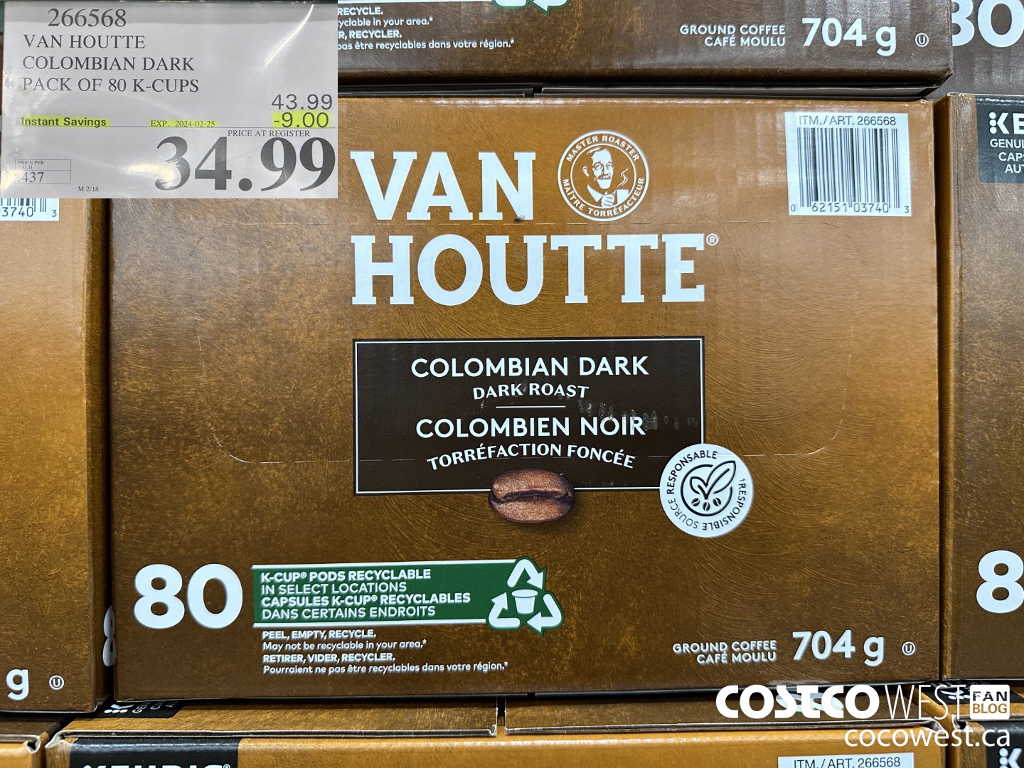 266568 VAN HOUTTE COLOMBIAN DARK K-CUPS 80 COUNT ($9.00 INSTANT SAVINGS EXPIRES ON 2024-02-25) $34.99