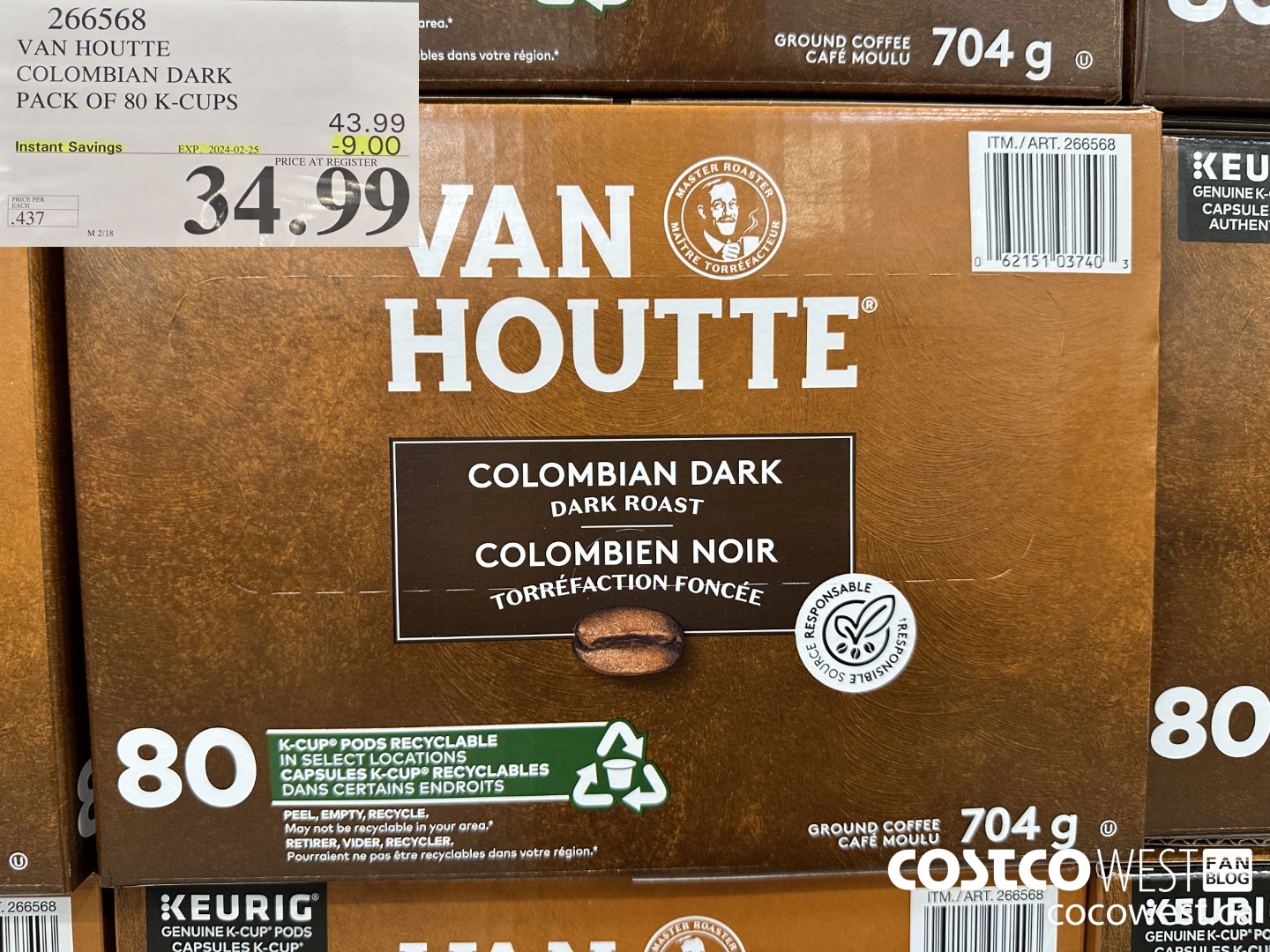 266568 VAN HOUTTE COLOMBIAN DARK K-CUPS 80 COUNT ($9.00 INSTANT SAVINGS EXPIRES ON 2024-02-25) $34.99