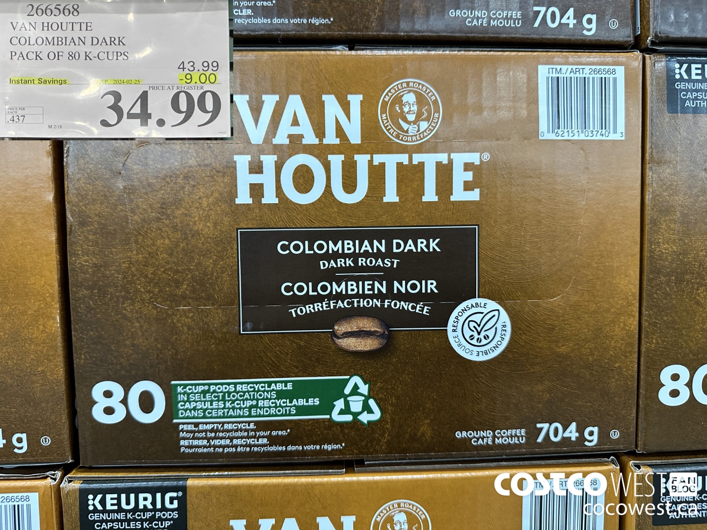 266568 VAN HOUTTE COLOMBIAN DARK K-CUPS 80 COUNT ($9.00 INSTANT SAVINGS EXPIRES ON 2024-02-25) $34.99