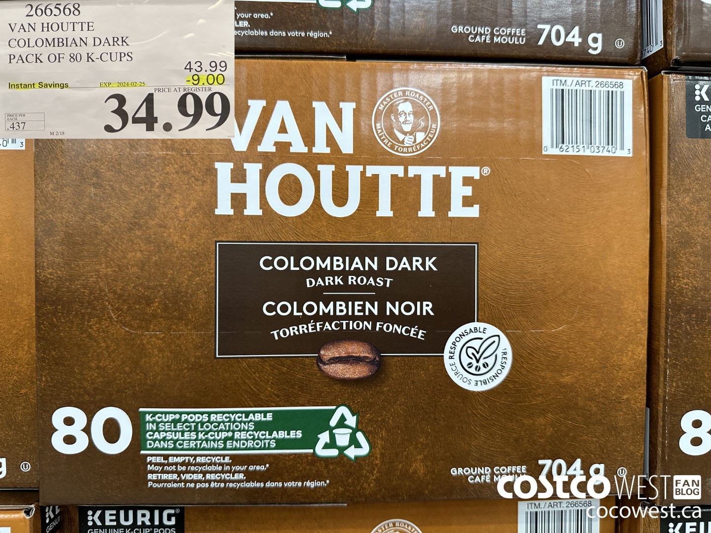 266568 VAN HOUTTE COLOMBIAN DARK K-CUPS 80 COUNT ($9.00 INSTANT SAVINGS EXPIRES ON 2024-02-25) $34.99