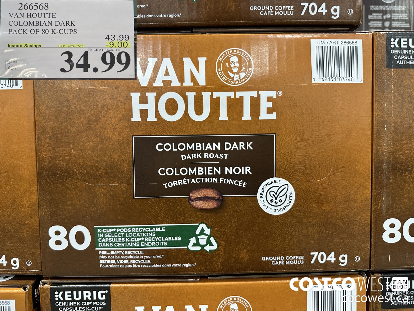 266568 VAN HOUTTE COLOMBIAN DARK K-CUPS 80 COUNT ($9.00 INSTANT SAVINGS EXPIRES ON 2024-02-25) $34.99
