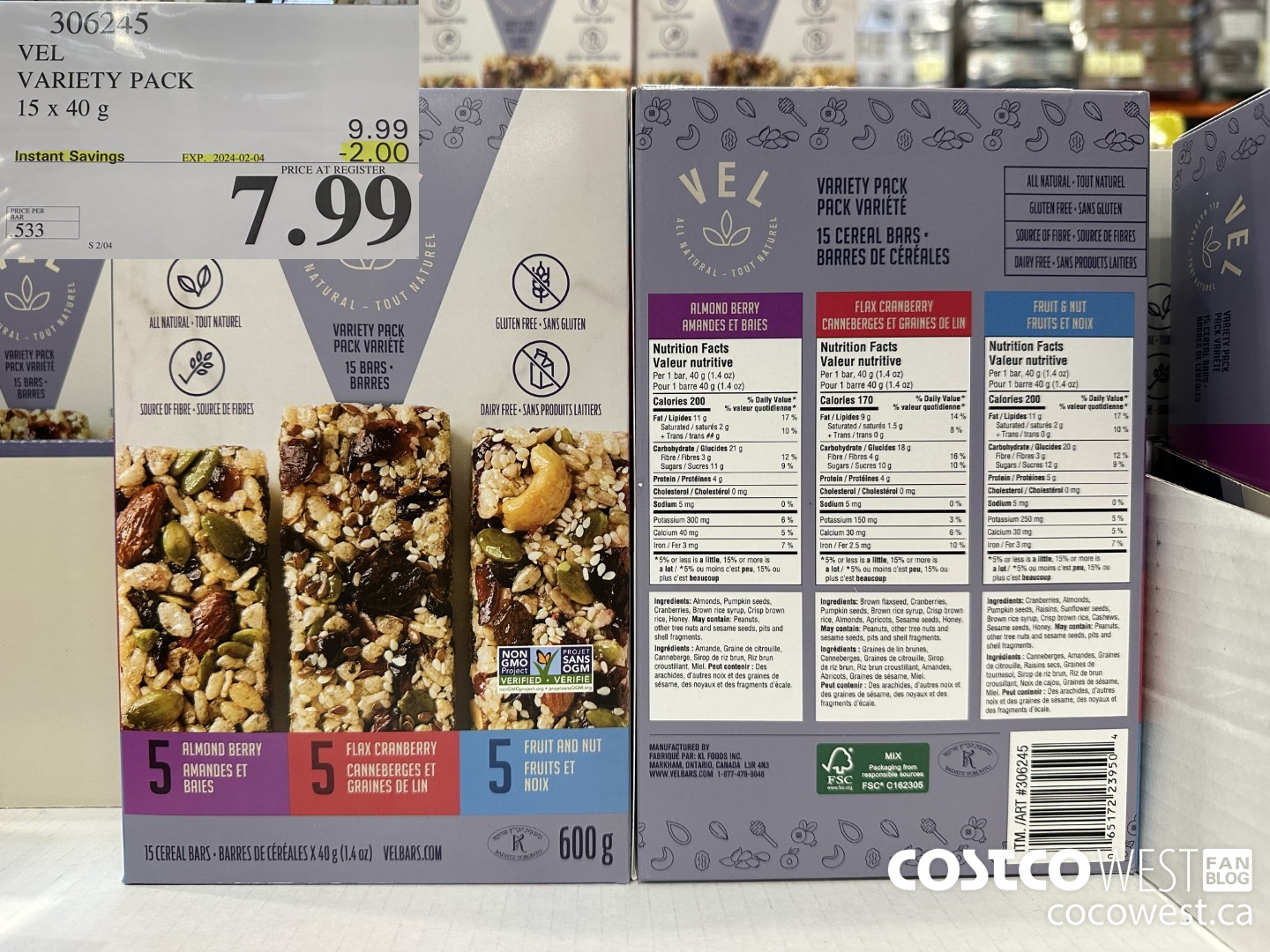 306245 VEL VARIETY PACK 15 x 40g ($2.00 INSTANT SAVINGS EXPIRES ON 2024-02-04) $7.99