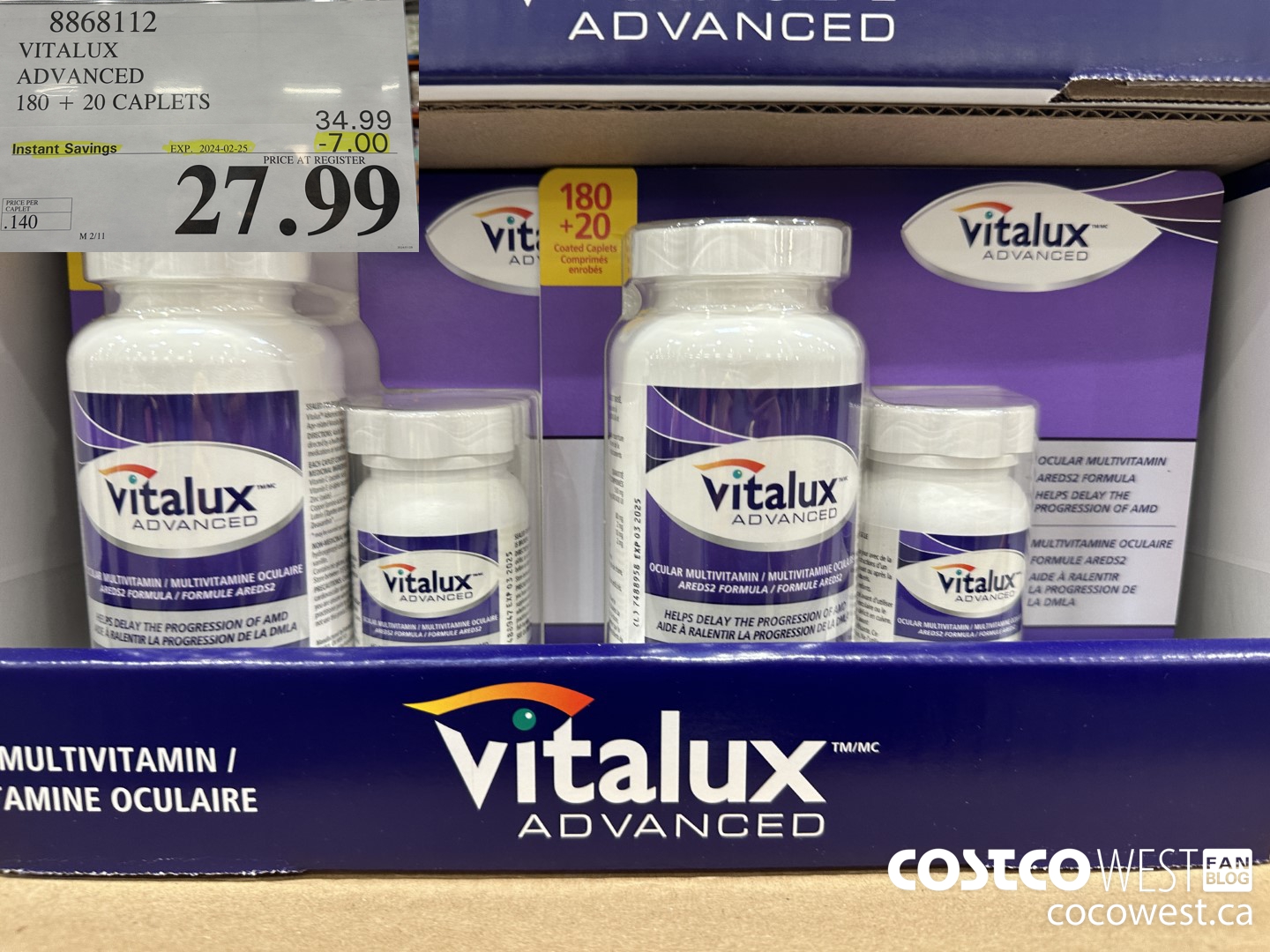 8868112 VITALUX ADVANCED 180 + 20 CAPLETS ($7.00 INSTANT SAVINGS EXPIRES ON 2024-02-25) $27.99