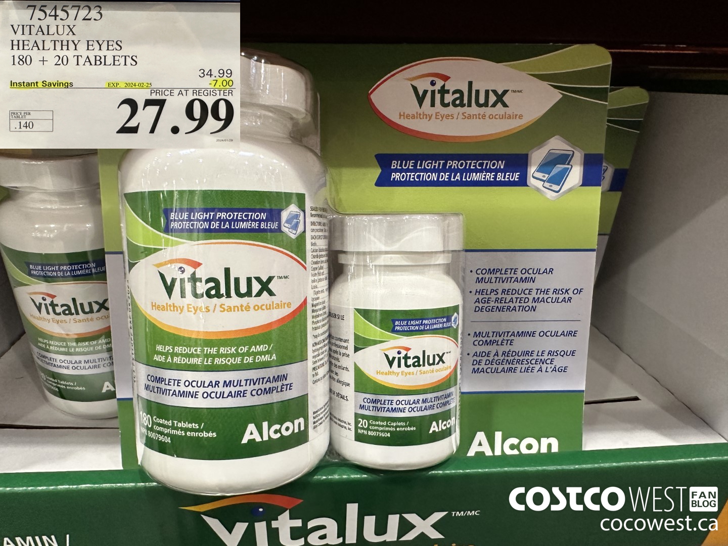 7545723 VITALUX HEALTHY EYES 180 + 20 TABLETS ($7.00 INSTANT SAVINGS EXPIRES ON 2024-02-25) $27.99