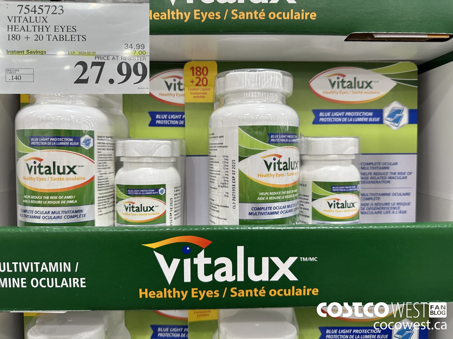 7545723 VITALUX HEALTHY EYES 180 + 20 TABLETS ($7.00 INSTANT SAVINGS EXPIRES ON 2024-02-25) $27.99