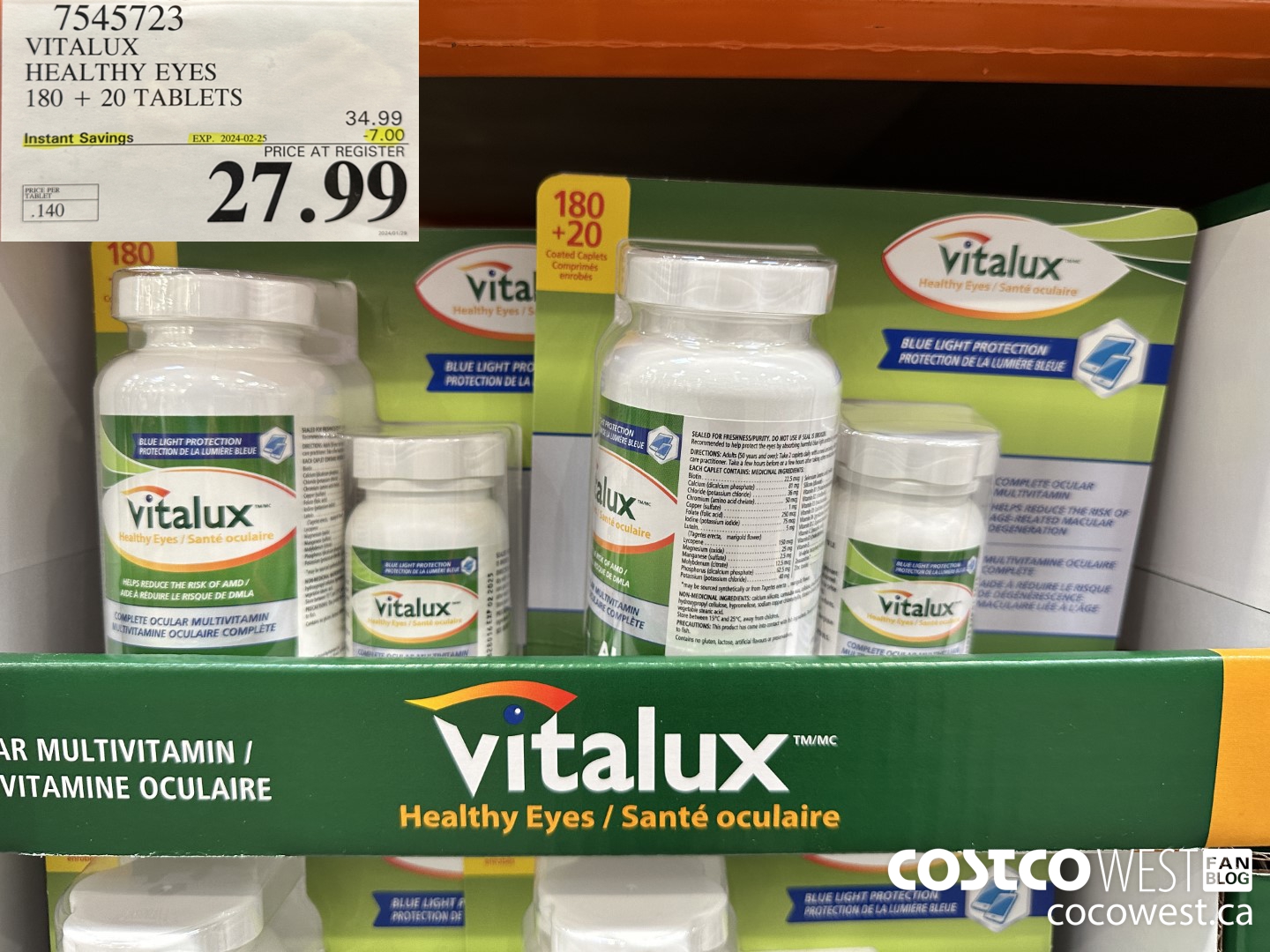 7545723 VITALUX HEALTHY EYES 180 + 20 TABLETS ($7.00 INSTANT SAVINGS EXPIRES ON 2024-02-25) $27.99