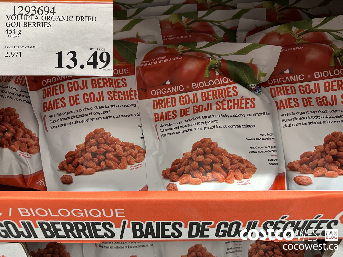 1293694 VOLUPTA ORGANIC DRIED GOJI BERRIES 454 g $13.49