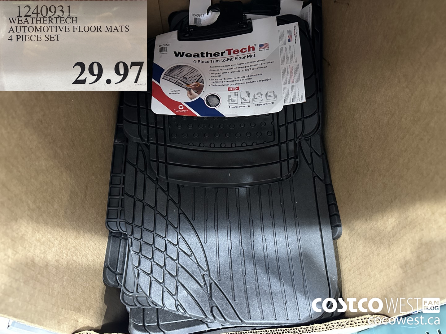 1240931 WEATHERTECH AUTOMOTIVE FLOOR MATS 4 PIECE SET $29.97