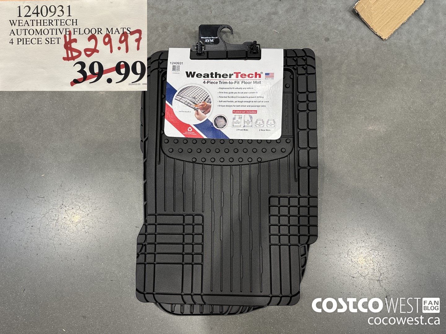 1240931 WEATHERTECH AUTOMOTIVE FLOOR MATS 4 PIECE SET $29.97