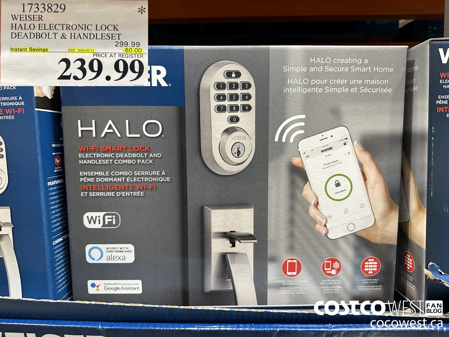 1733829 WEISER HALO ELECTRONIC LOCK DEADBOLT & HANDSET ($60.00 INSTANT SAVINGS EXPIRES ON 2024-02-11) $239.99