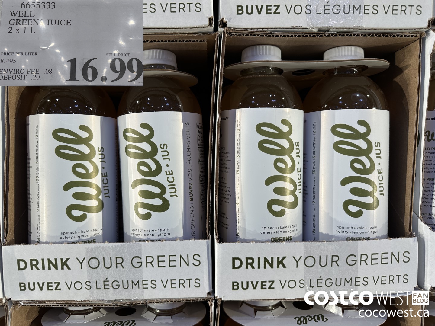 6655333 WELL GREENS JUICE 2 X 1 L $16.99