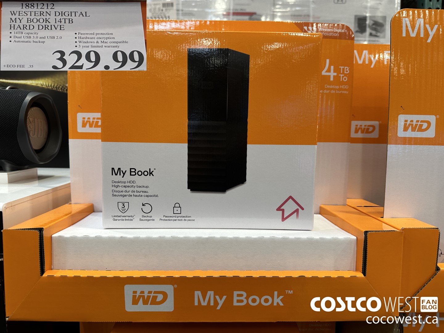 1881212 WESTERN DIGITAL MY BOOK 14TB HARD DRIVE $329.99