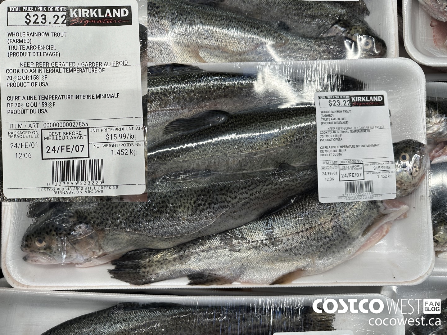 27855 WHOLE RAINBOW TROUT (FARMED) $15.99