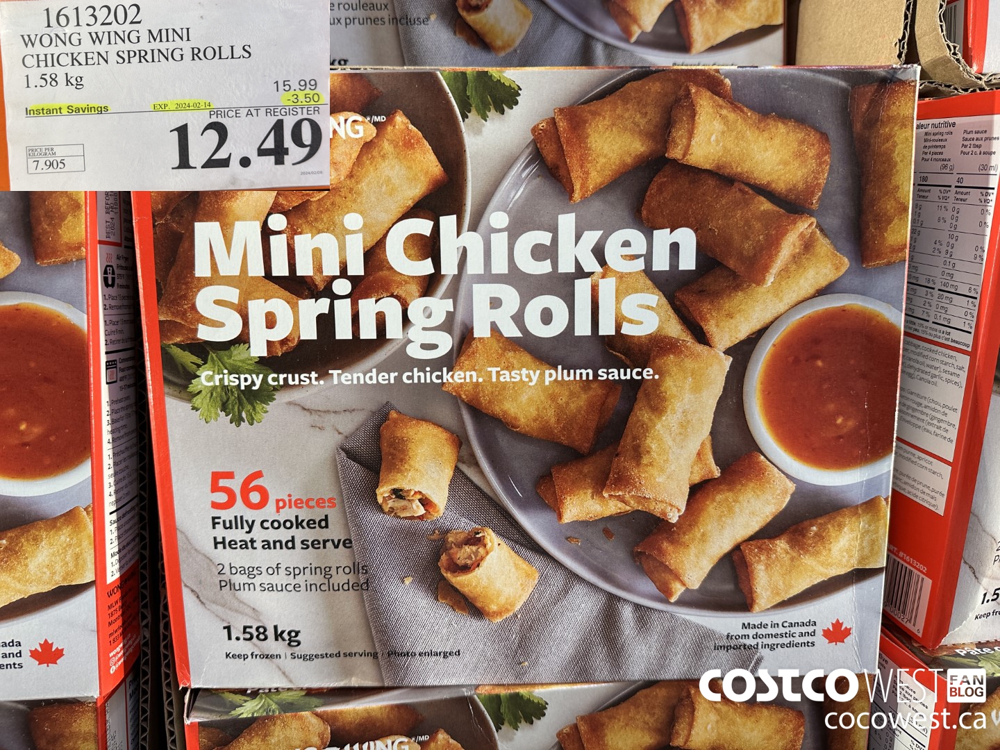1613202 WONG WING MINI CHICKEN SPRING ROLLS 1.58 kg ($3.50 INSTANT SAVINGS EXPIRES ON 2024-02-14) $12.49