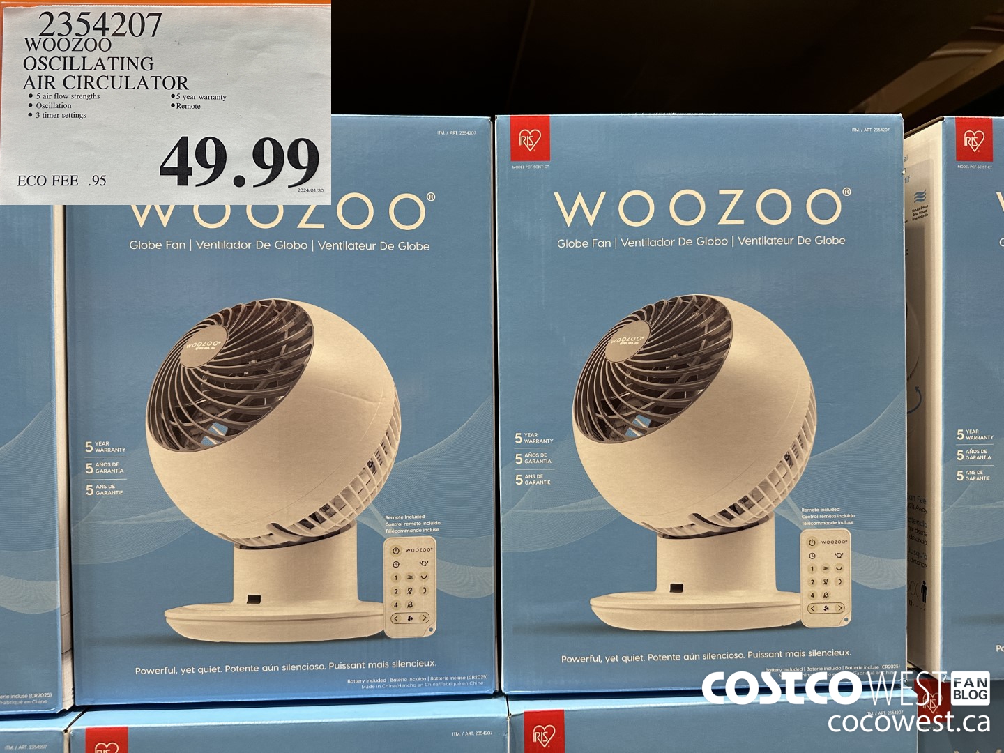 2354207 WOOZOO OSCILLATING AIR CIRCULATOR $49.99