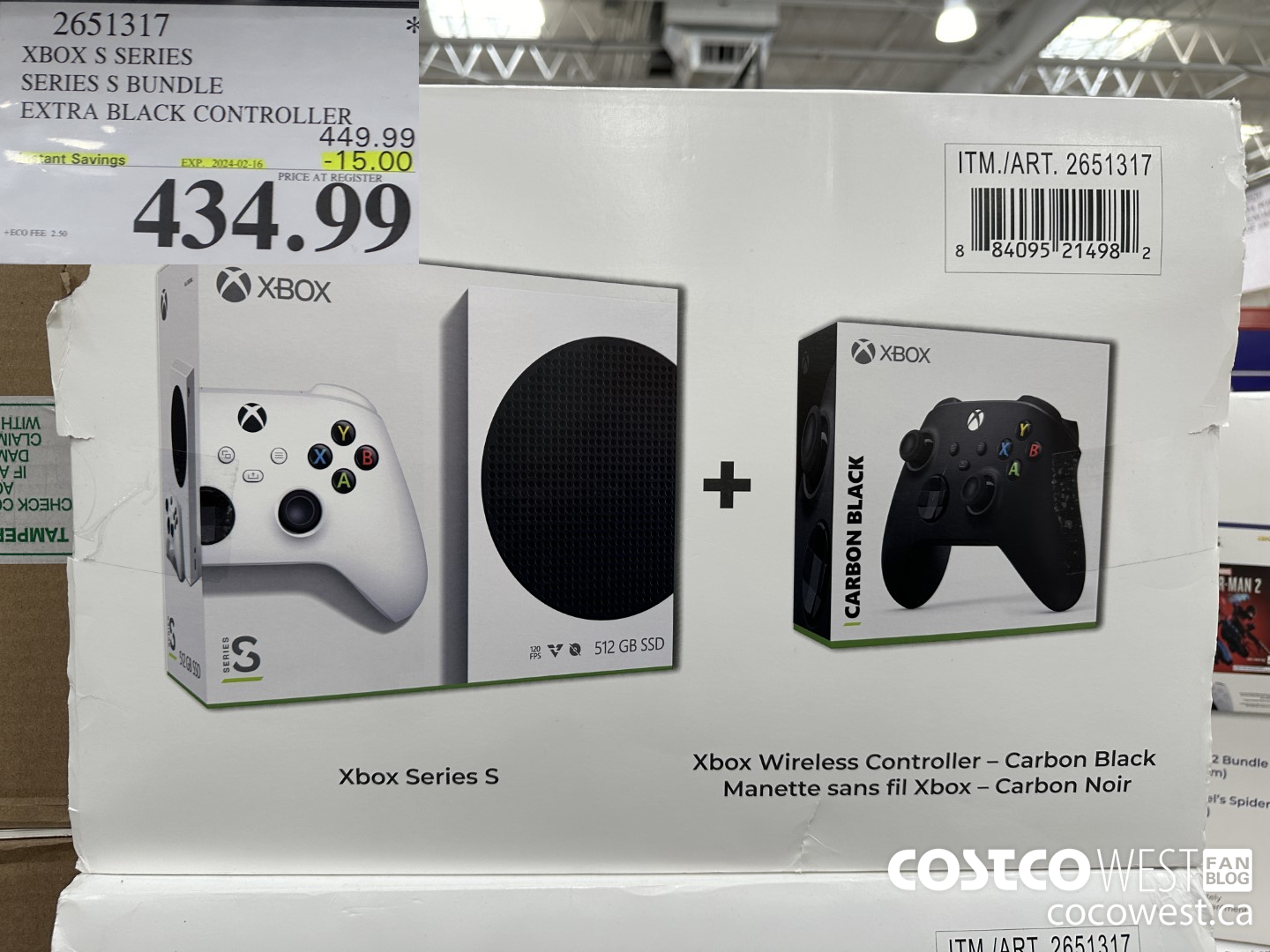 2651317 XBOX S SERIES SERIES S BUNDLE EXTRA BLACK CONTROLLER ($15.00 INSTANT SAVINGS EXPIRES ON 2024-02-16) $434.99