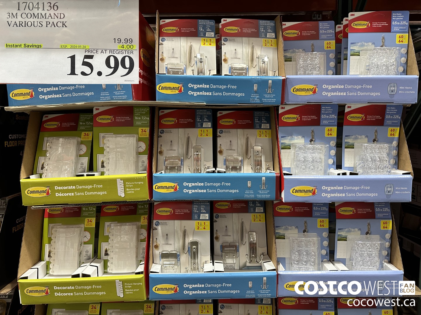 1704136 3M COMMAND VARIOUS PACK ($4.00 INSTANT SAVINGS EXPIRES ON 2024-03-24) $15.99